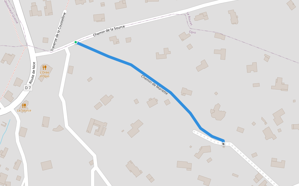 Chemin de Mariette walking route map in Le Rouret