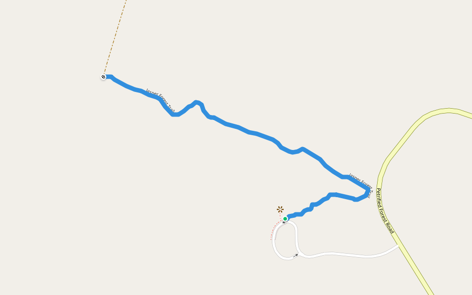 Jasper Forest Trail walking route map in Petrified Forest National Park