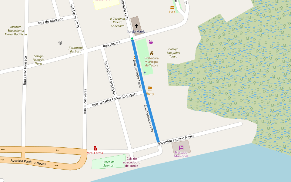 Rua Senador Leite walking route map in Tutóia