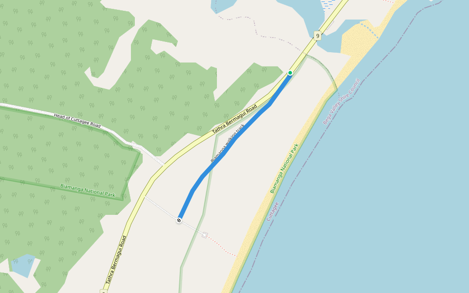 Biamanga walking track walking route map in Bermagui