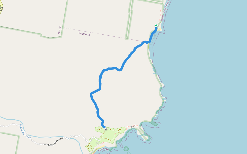 Hidden Valley to Aragunnu track walking route map in Murrah