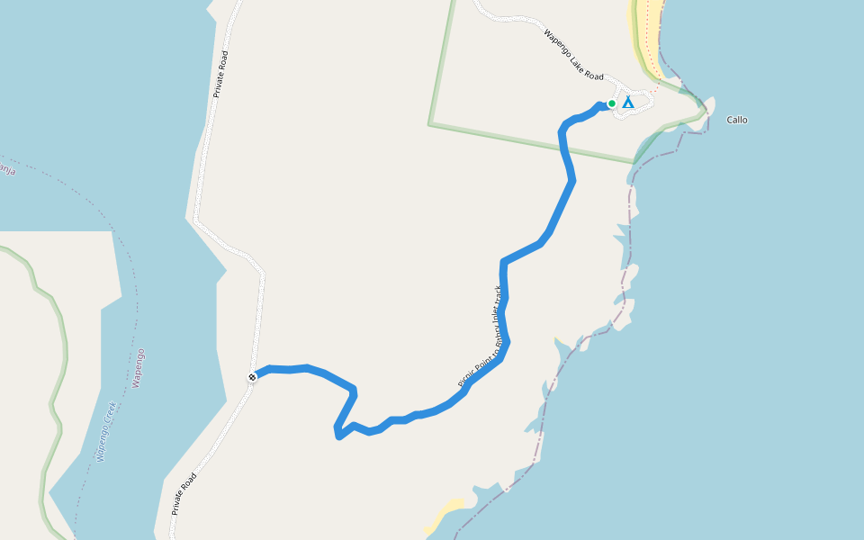 Picnic Point to Bithry Inlet track walking route map in Wapengo