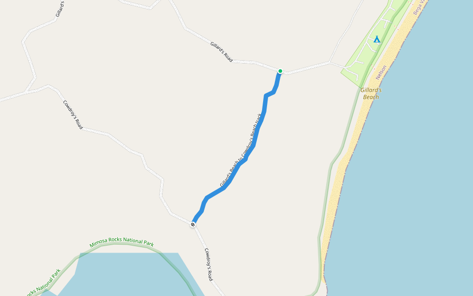 Gillard's Beach to Cowdroy's Beach track walking route map in Nelson