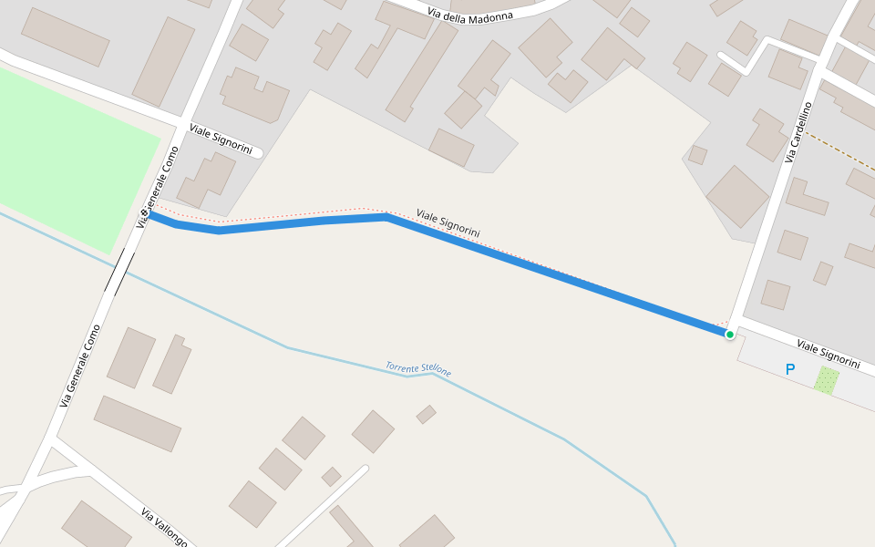 Viale Signorini walking route map in Villastellone