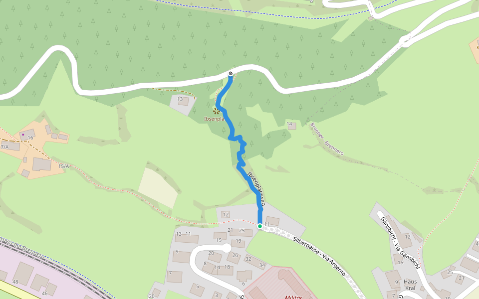 Ibsenplatzweg walking route map in Colle Isarco