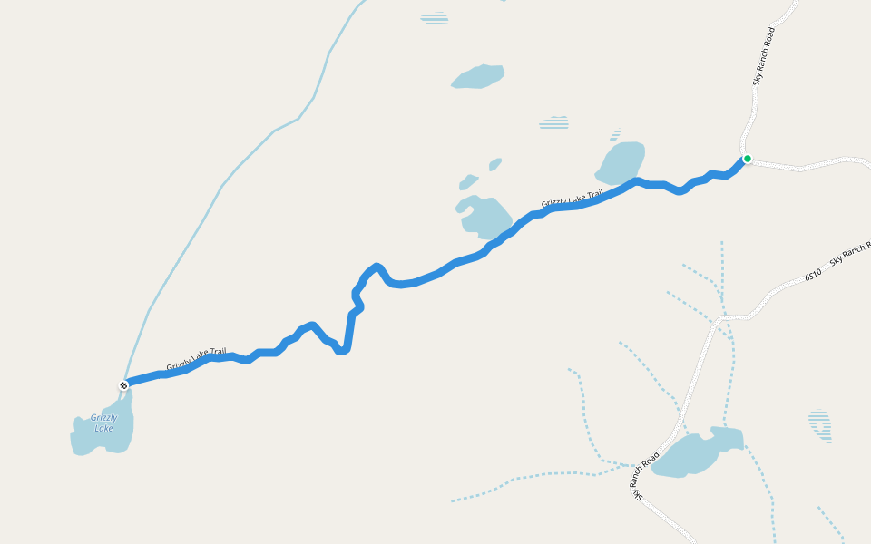 Grizzly Lake Trail walking route map in Bass Lake