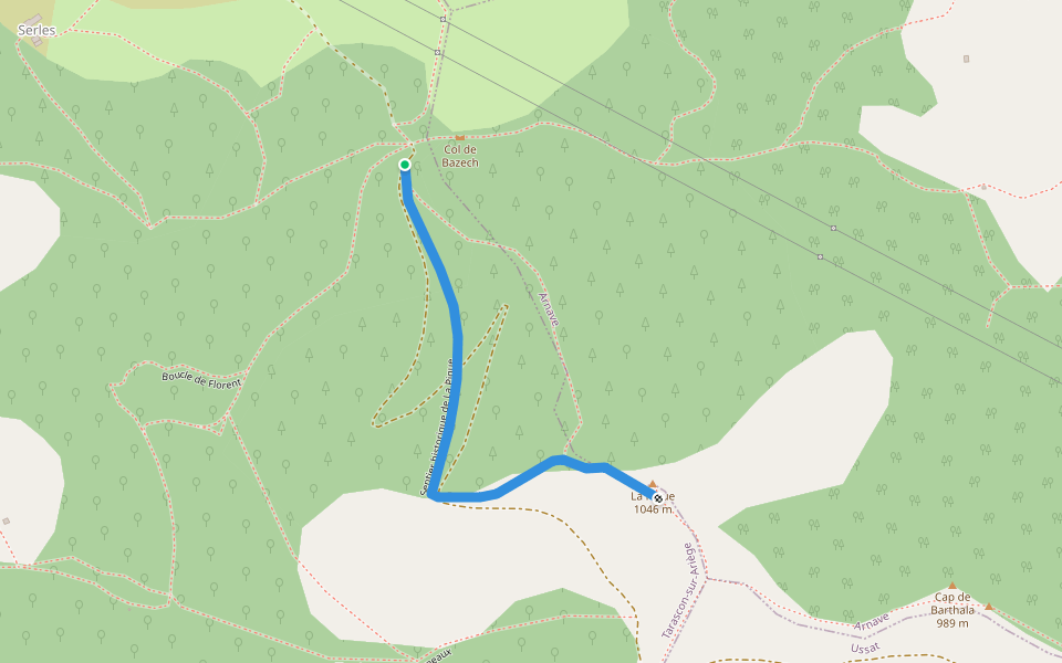 Sentier historique de La Pique walking route map in Tarascon-sur-Ariège