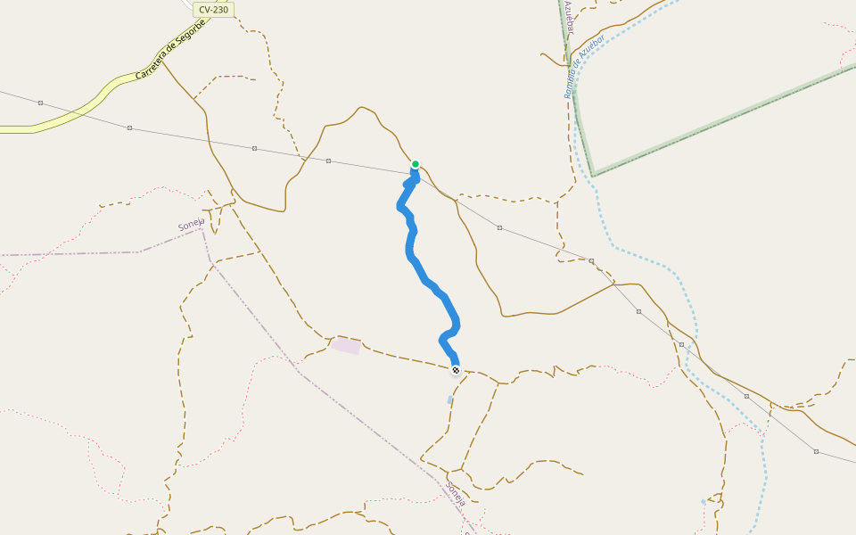 Senda de la Moratilla walking route map in Soneixa