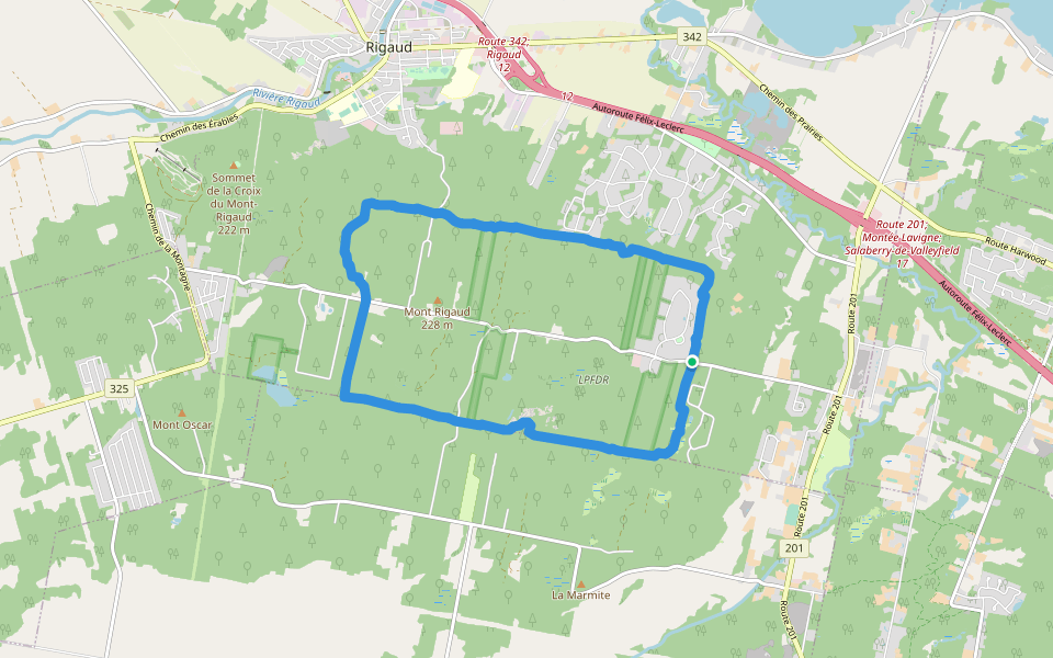 Sentiers de l'Escapade - Le Haut Lieu walking route map in Rigaud