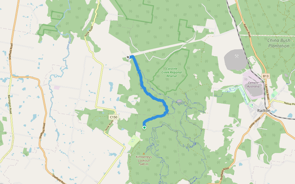 Badger Skyline Track walking route map in Sheffield