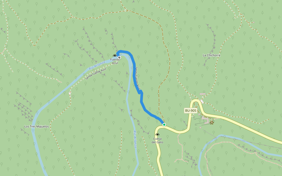 Senda Fuente Azul walking route map in Hortigüela
