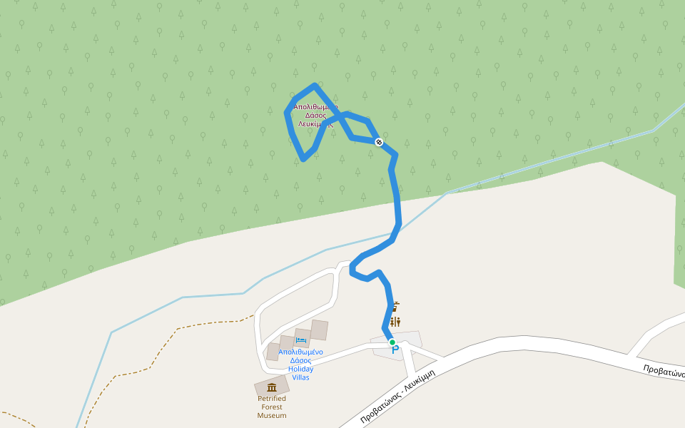 >Απολιθώματα walking route map in Lefkimmi