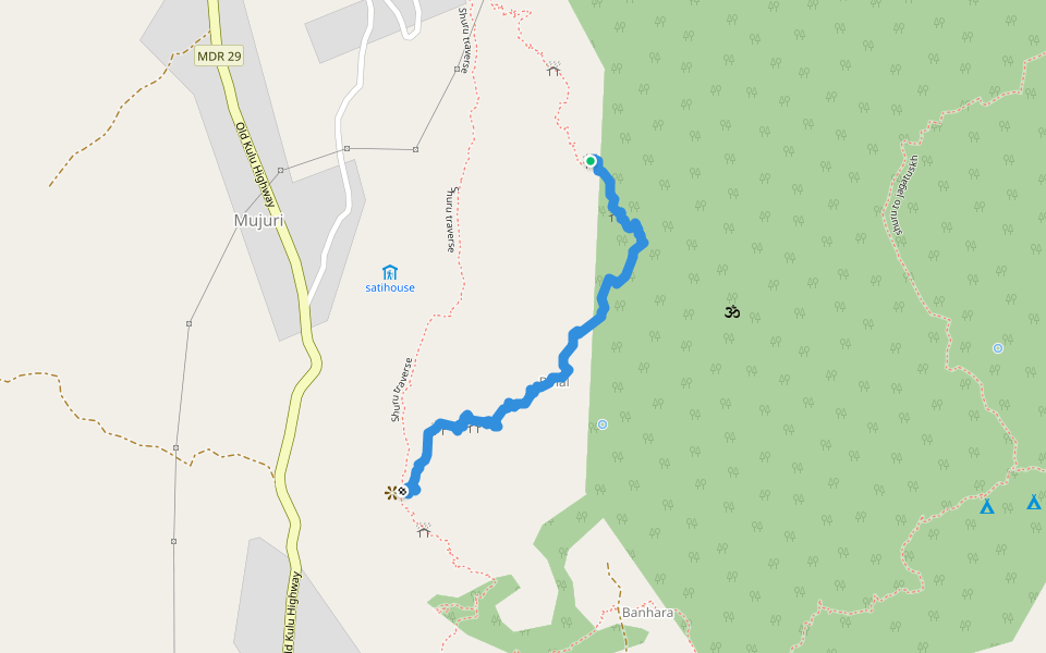 Arjun gupha to Jagatsukh walking route map in Haripur
