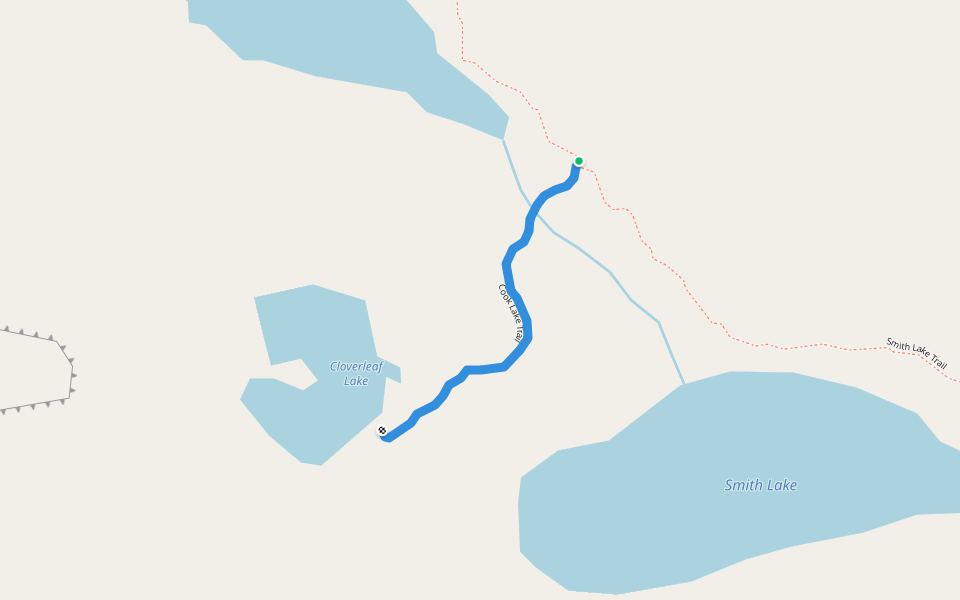 Cook Lake Trail walking route map in Lander