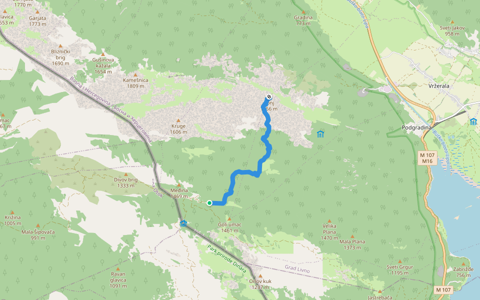 Put na Konj walking route map in Voštane