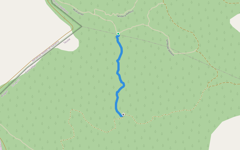 Senda Campo Fútbol walking route map in Ejea de los Caballeros