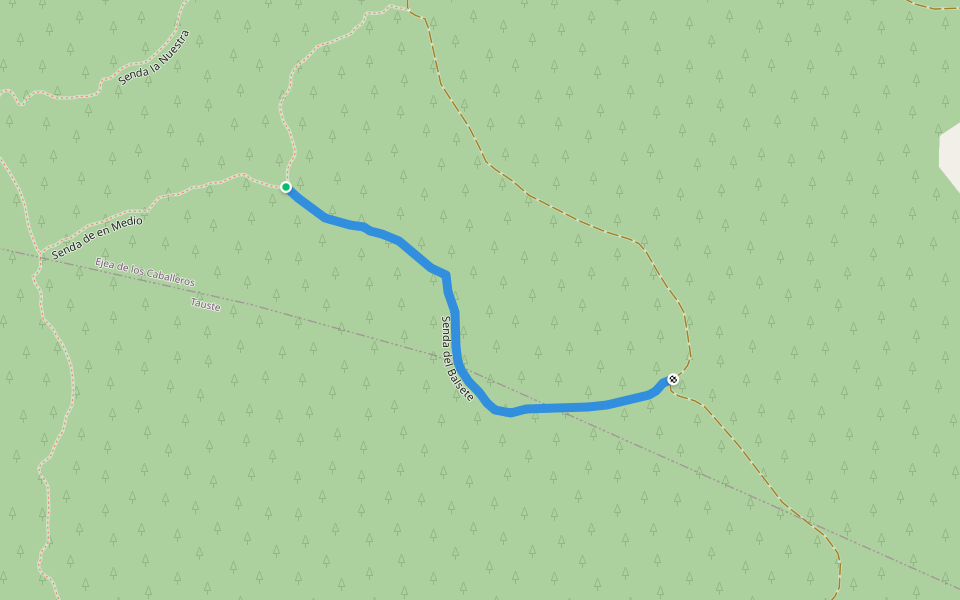 Senda del Balsete walking route map in Ejea de los Caballeros