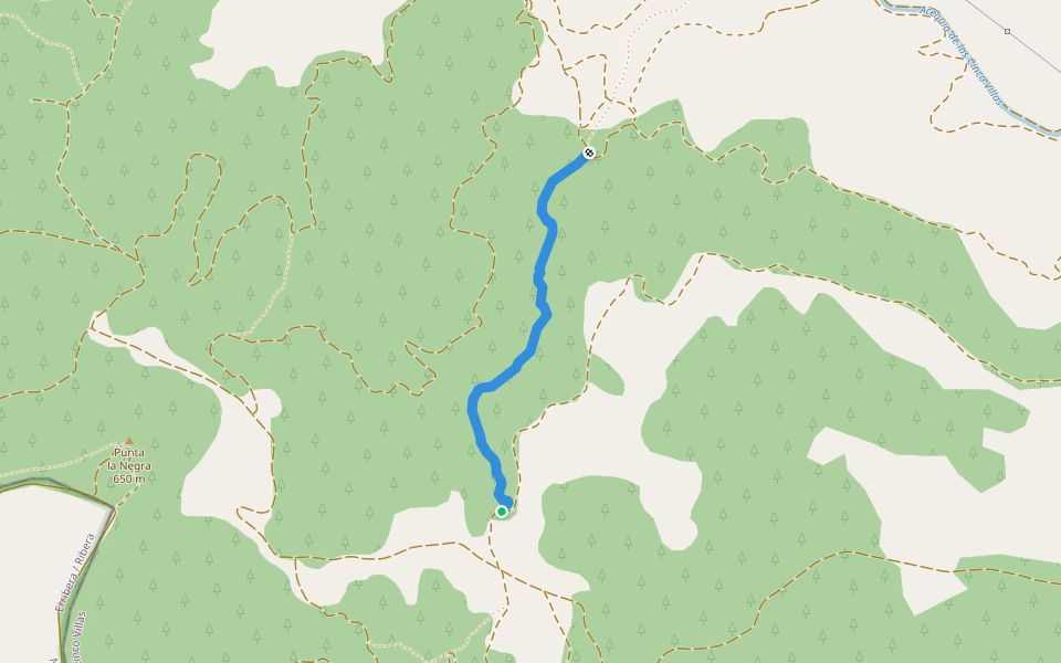 Senda de Liscas walking route map in Ejea de los Caballeros