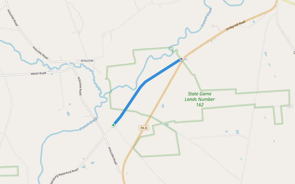 Old Wattsburg-Waterford Road Trail walking route map in Union City