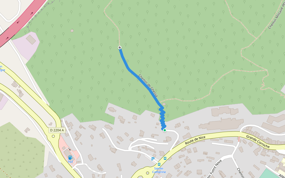 Chemin de Ghessa walking route map in La Turbie