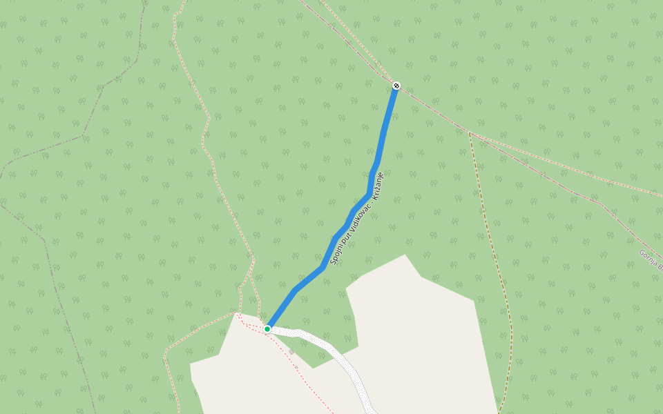 Spojni put Vidikovac - Križanje walking route map in Gornja Bačuga