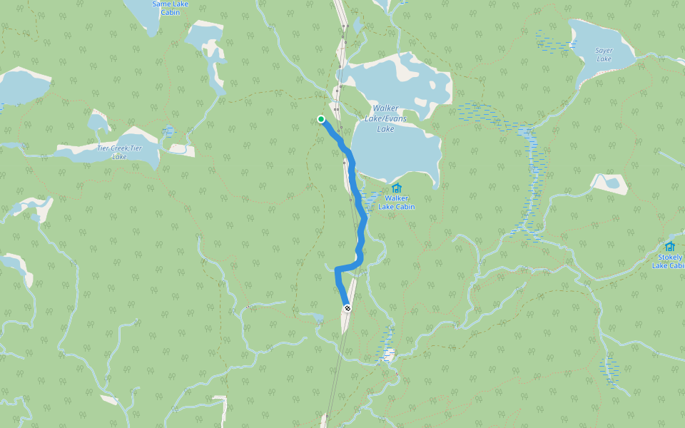 Walker Lake Return walking route map in Searchmont
