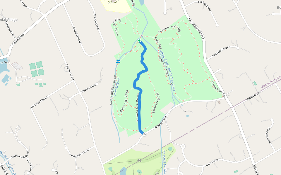 Old Wood Trail - Orange walking route map in Wayne