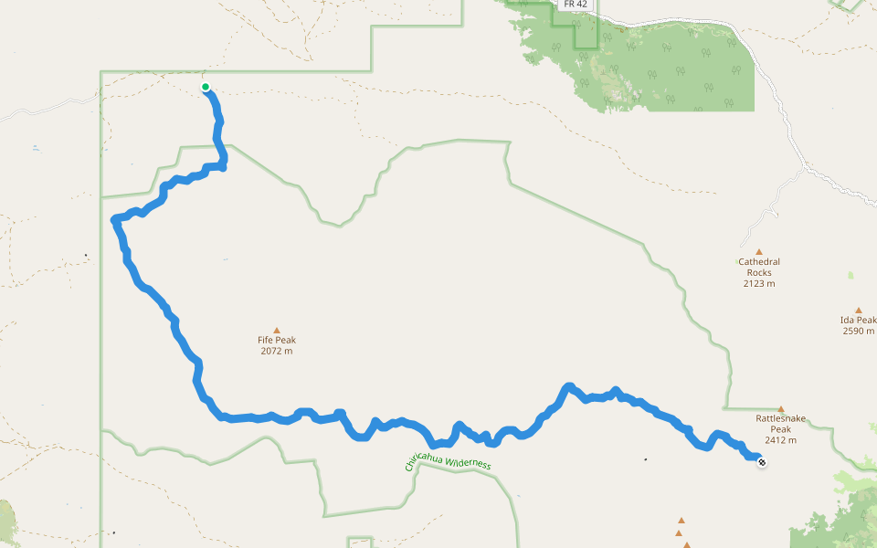 Witch Ridge Trail #260 walking route map in Willcox