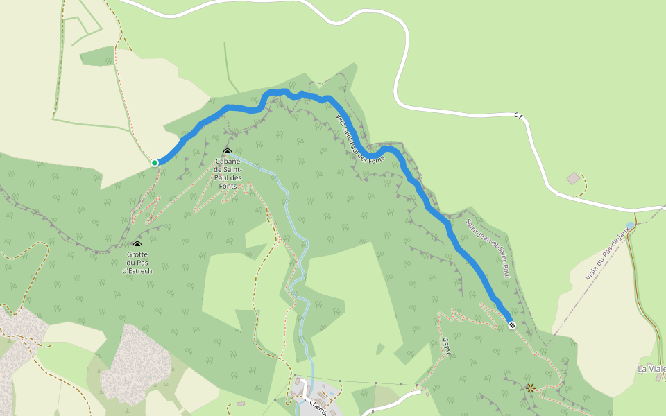 Vers Saint-Paul des Fonts walking route map in Viala-du-Pas-de-Jaux