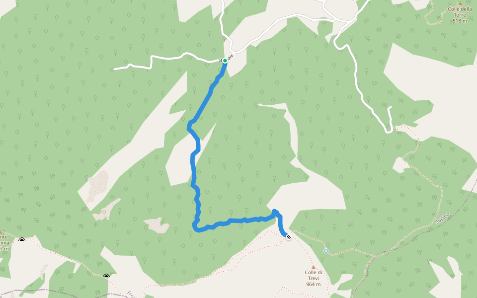 Supino Matagna-Cresta di Trevi walking route map in Sterpare