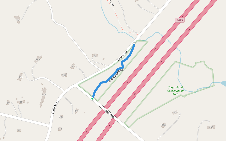 Zink Sawmill Trail walking route map in Bolton