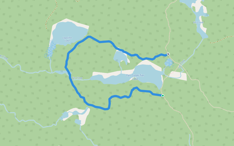 Lapointe Lake Trail walking route map in Goulais River