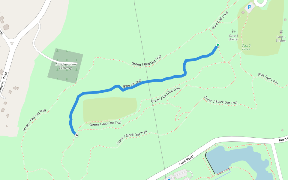 Blue Alt Trail walking route map in Tarentum
