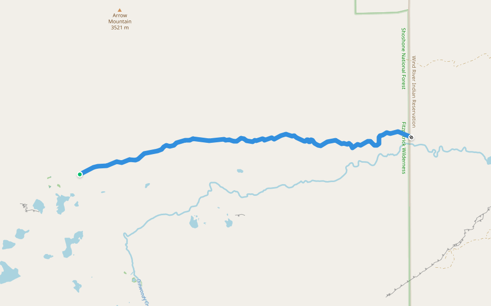 Dinwoody Trail walking route map in Dubois