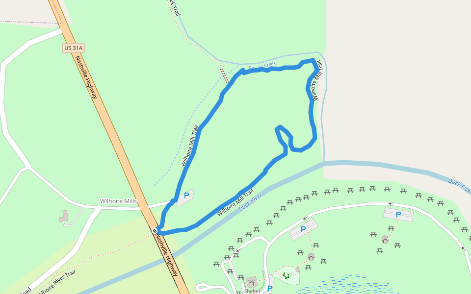 Wilhoite Mill Trail walking route map in Chapel Hill