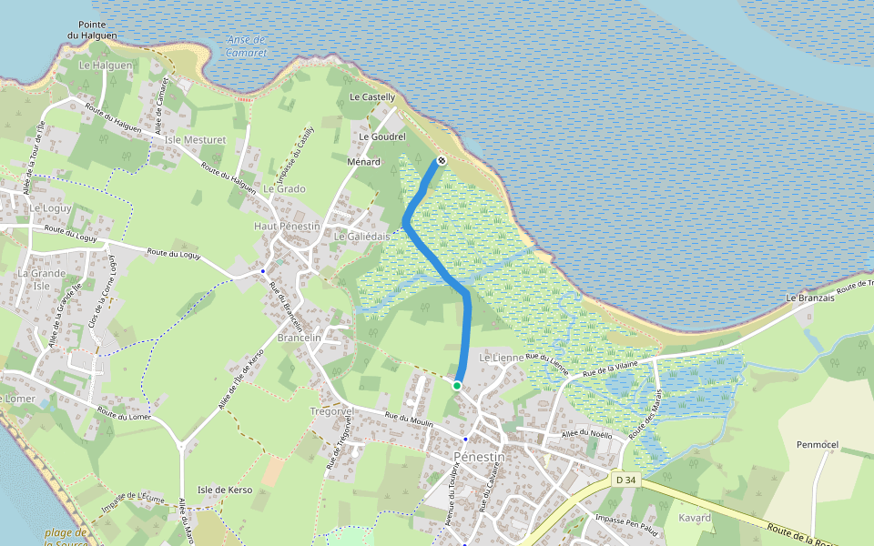 Chemin du Secé walking route map in Pénestin