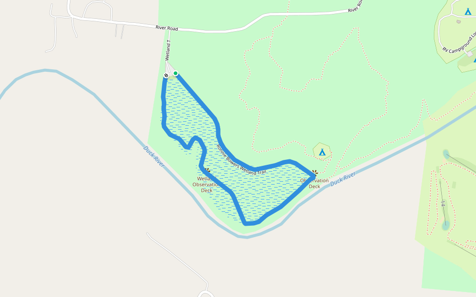 Ronnie Bowers Wetland Trail walking route map in Chapel Hill