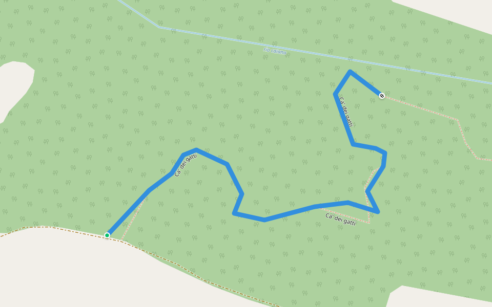 single track ca dei gatti walking route map in Ca' dei Gatti