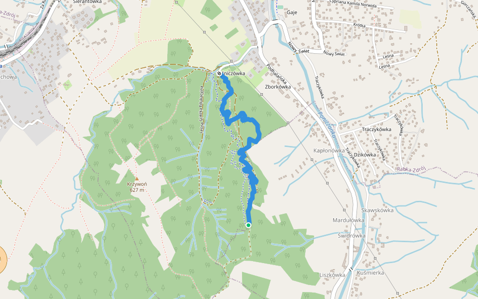 Mącicielka walking route map in Rabka-Zdrój