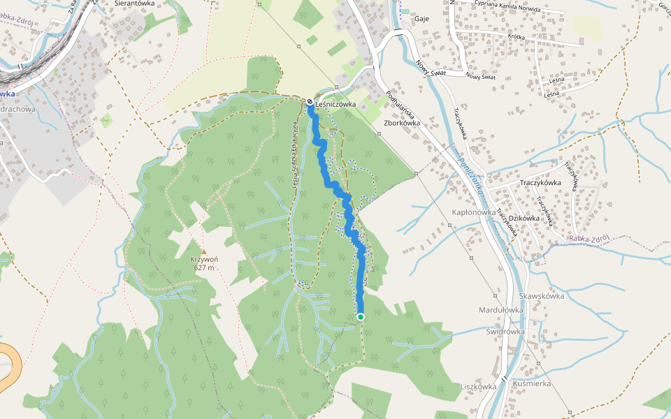 Zazdrośnica walking route map in Rabka-Zdrój