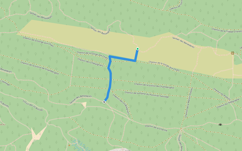 Sentier des Belvédères : Raccourci des Châtaigniers walking route map in Noisy-sur-École