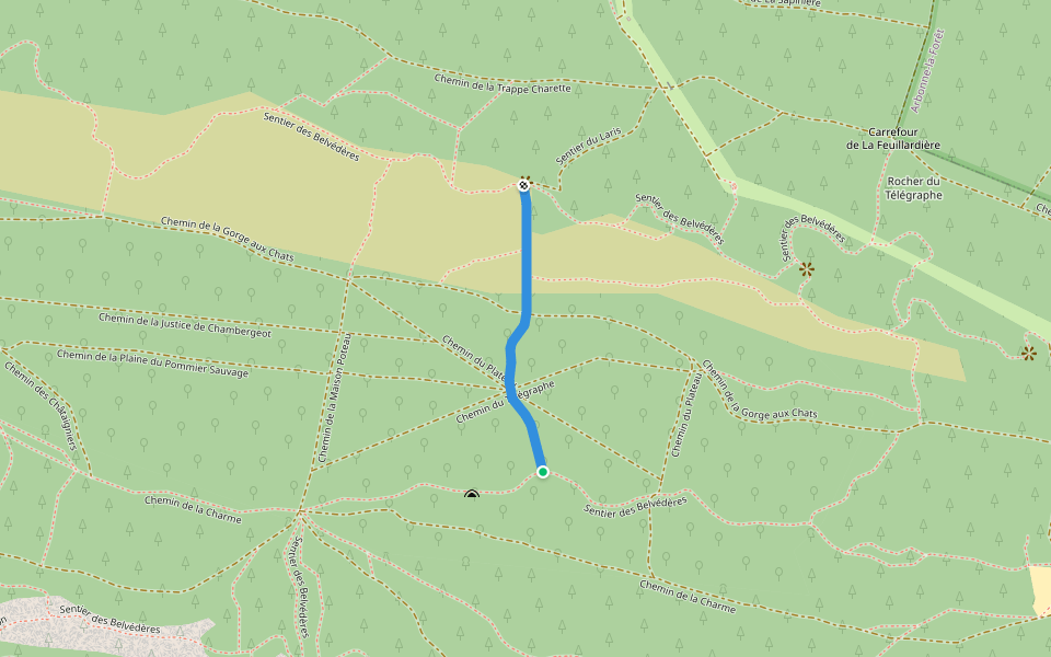 Sentier des Belvédères : Raccourci Pierre Blanche walking route map in Noisy-sur-École