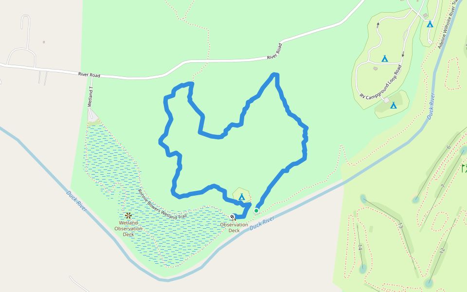 Adeline Wilhoite River Trail Loop walking route map in Chapel Hill