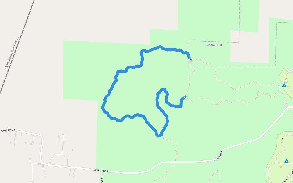 Hickory Ridge Outer Loop Trail walking route map in Chapel Hill