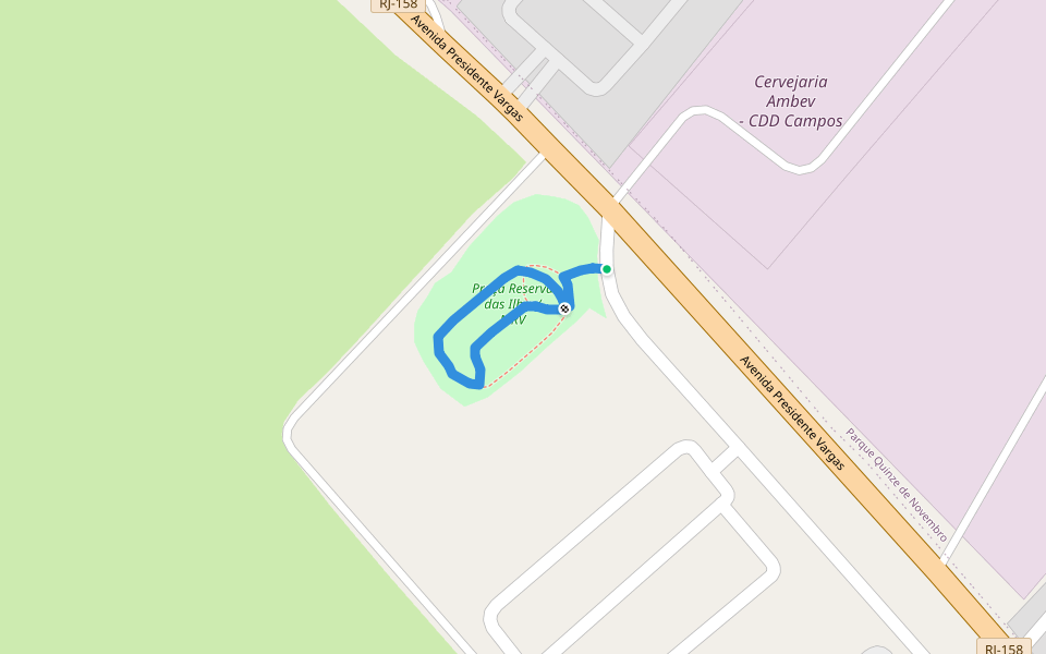 Eixo Diagonal Praça Reserva das Ilhas walking route map in Campos dos Goytacazes