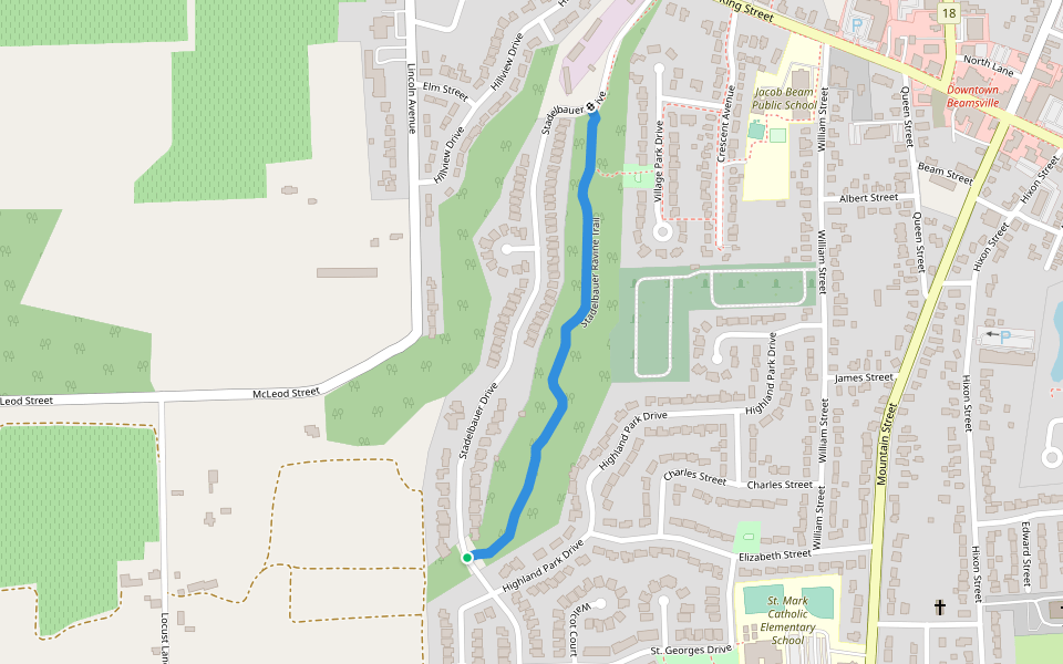 Stadelbauer Ravine Trail walking route map in Lincoln
