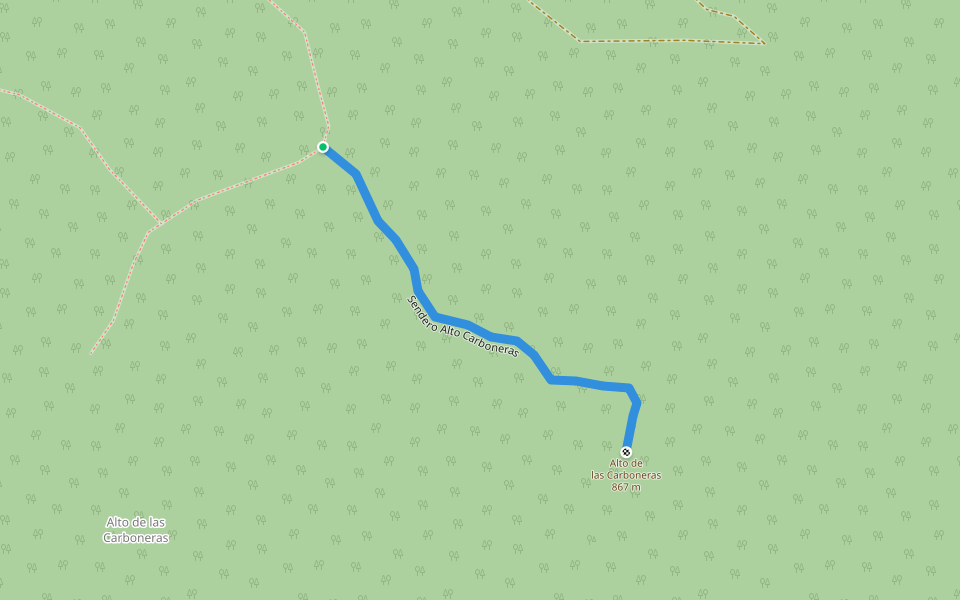 Sendero Alto Carboneras walking route map in Andagoia