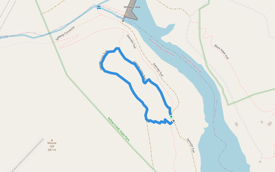 Damsite Loop Trail walking route map in Indiana