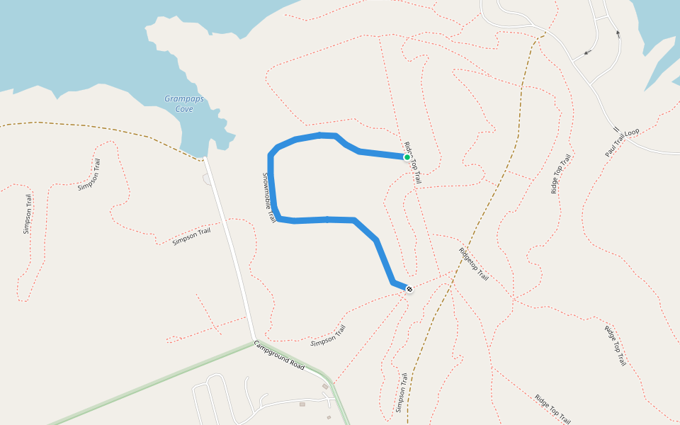 Snowmobile Trail walking route map in Penn Run