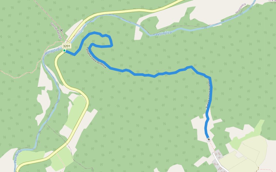 Pješačka staza do Klinca walking route map in Klinac
